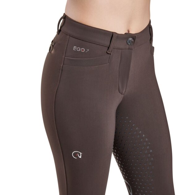 EGO7 Dressage Normal Waist Full Grip Breeches, Chocolate - Image 3