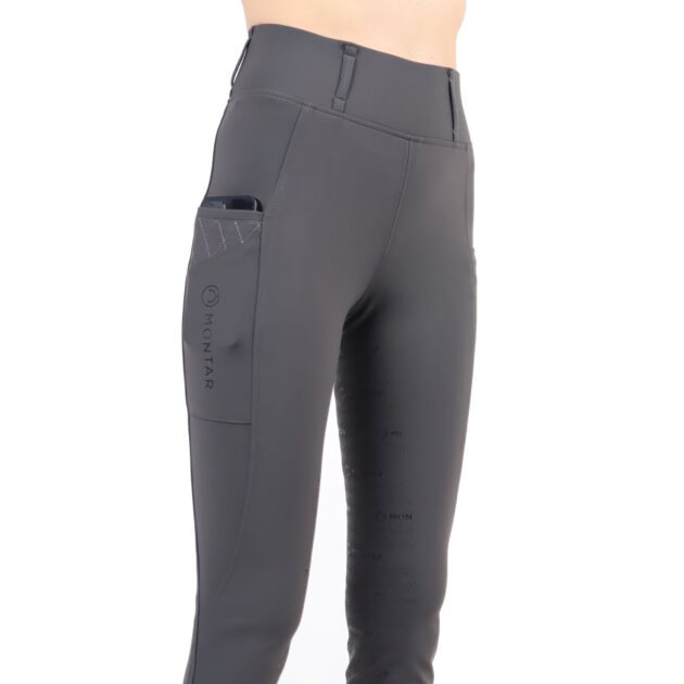 Montar Hilma Tone in Tone Crystals Ladies Full Grip Pull On Breeches, Gray - Image 5