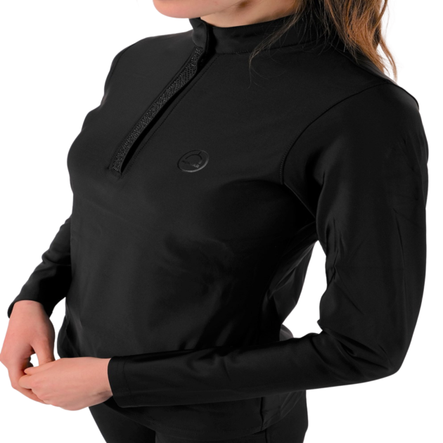 Montar Briella Crystal Placket Show Shirt, Black