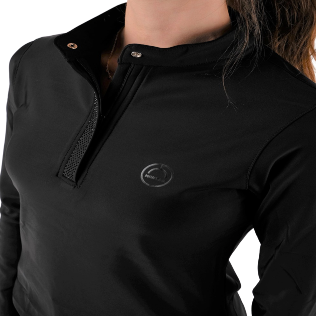 Montar Briella Crystal Placket Show Shirt, Black - Image 2