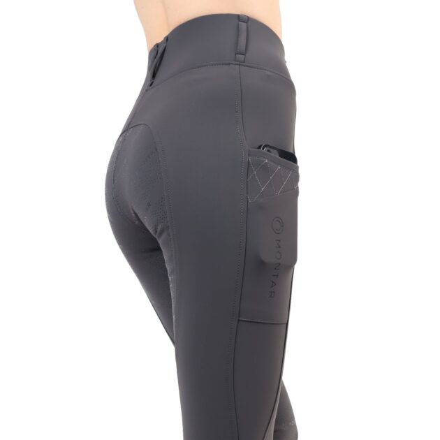 Montar Hilma Tone in Tone Crystals Ladies Full Grip Pull On Breeches, Gray