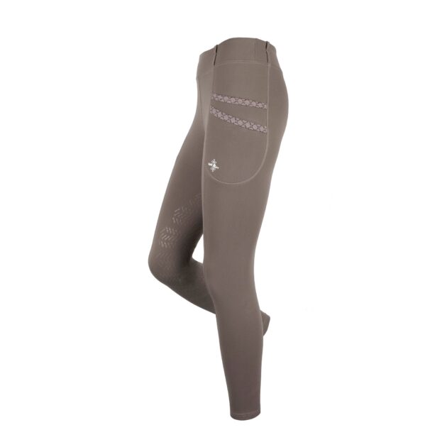 Fair Play MARINA Knee Grip Winter Riding Leggings, Taupe Grey