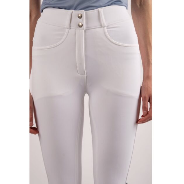 Montar Megan Yati Ladies High Rise Knee Grip Breeches, White