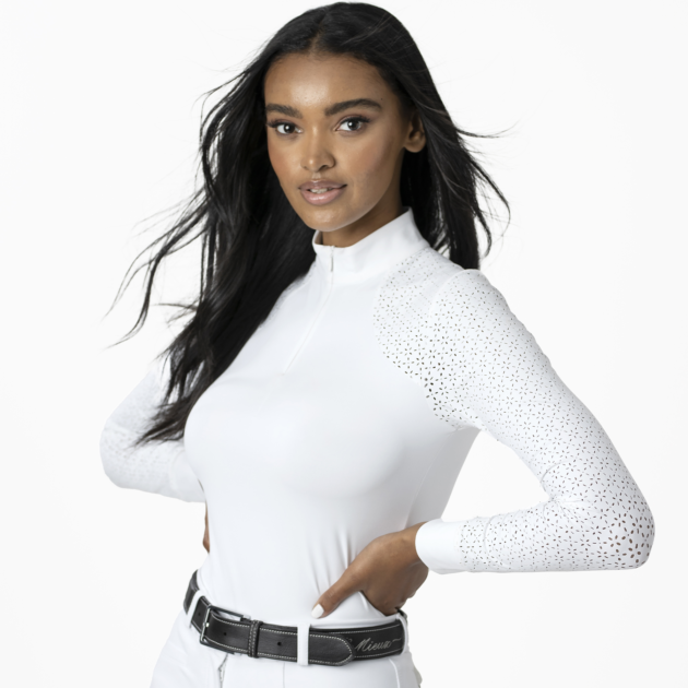 LeMieux Olivia Ladies Long Sleeve Show Shirt, White - Image 5