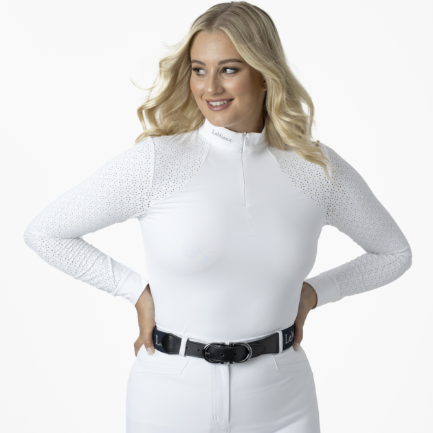 LeMieux Olivia Ladies Long Sleeve Show Shirt, White - Image 4