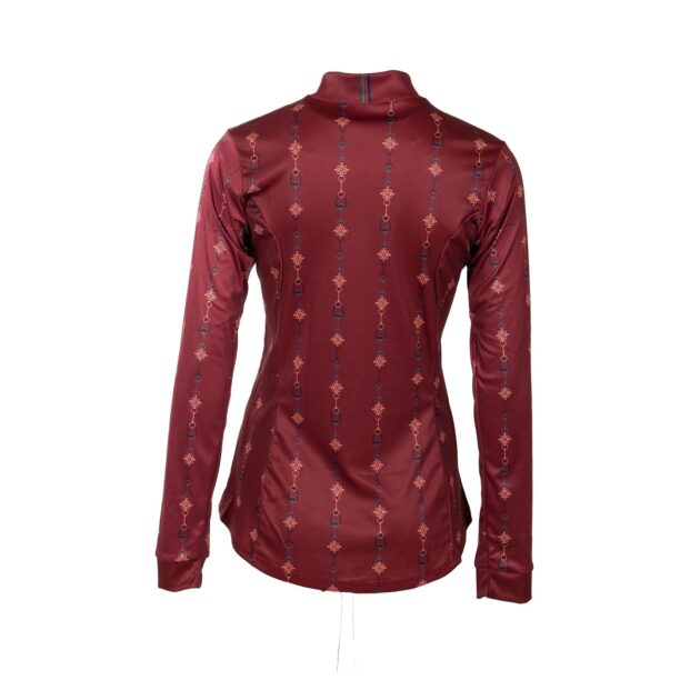 Espoir Equestrian Maroon Bitted Ladies Quarter Zip Sun Shirt - Image 3