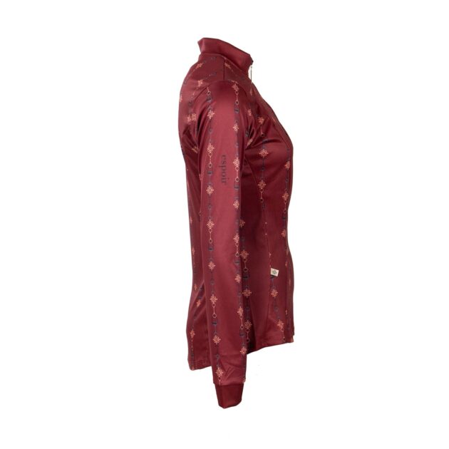 Espoir Equestrian Maroon Bitted Ladies Quarter Zip Sun Shirt - Image 2