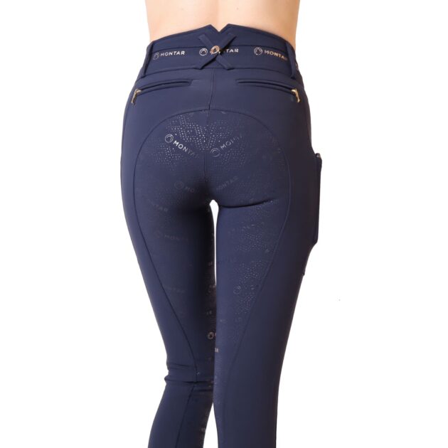 Montar Luna Ladies High Rise Full Grip Breeches, Dark Navy - Image 7