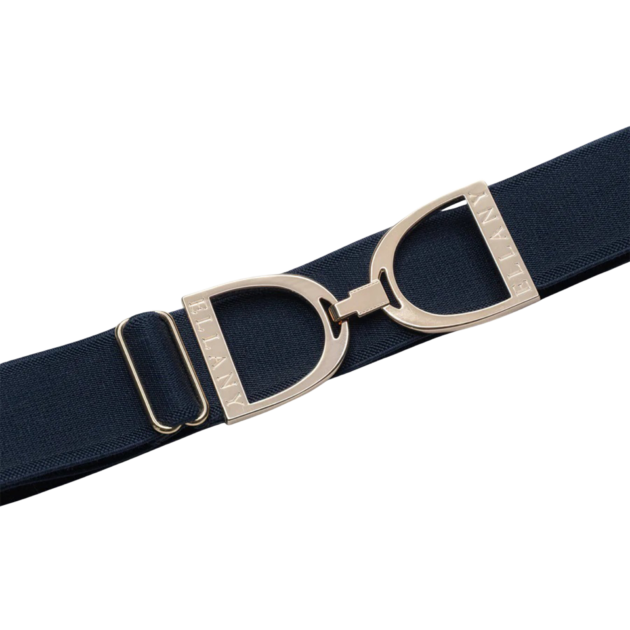 Ellany 1.5" Gold Stirrup Elastic Belt, Navy