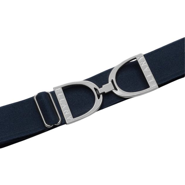 Ellany 1.5" Silver Stirrup Elastic Belt, Navy