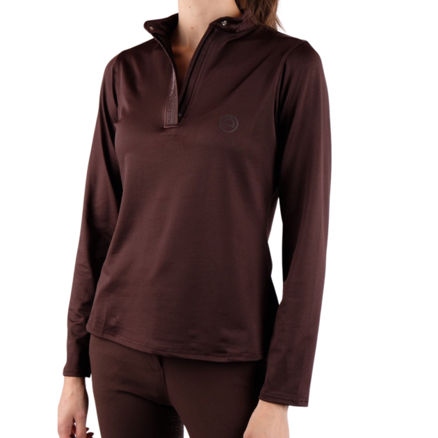 Montar Briella Crystal Placket Show Shirt, Brown