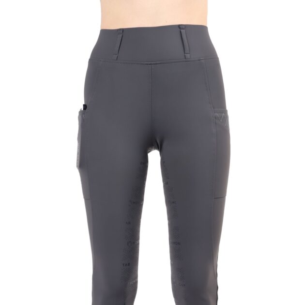 Montar Hilma Tone in Tone Crystals Ladies Full Grip Pull On Breeches, Gray - Image 3