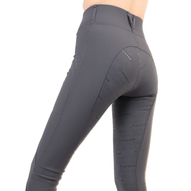 Montar Hilma Tone in Tone Crystals Ladies Full Grip Pull On Breeches, Gray - Image 4