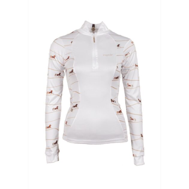 Espoir Equestrian White Cheval Ladies Quarter Zip Sun Show Shirt