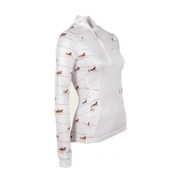 Espoir Equestrian White Cheval Ladies Quarter Zip Sun Show Shirt - Image 3