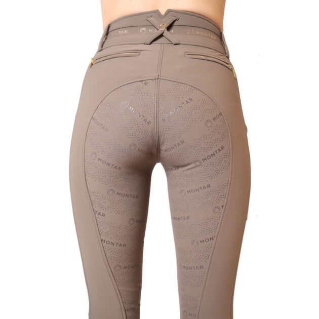 Montar Luna Ladies High Rise Full Grip Breeches, Mud - Image 3