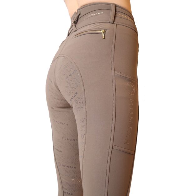 Montar Luna Ladies High Rise Full Grip Breeches, Mud - Image 2